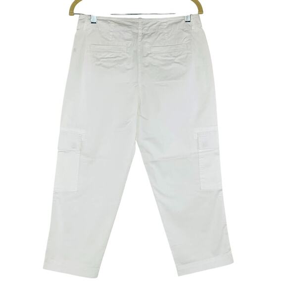 J JILL Cargo Cropped Pants 6P Petite White Stretch Lightweight Pockets Capri NWT - Picture 2 of 6